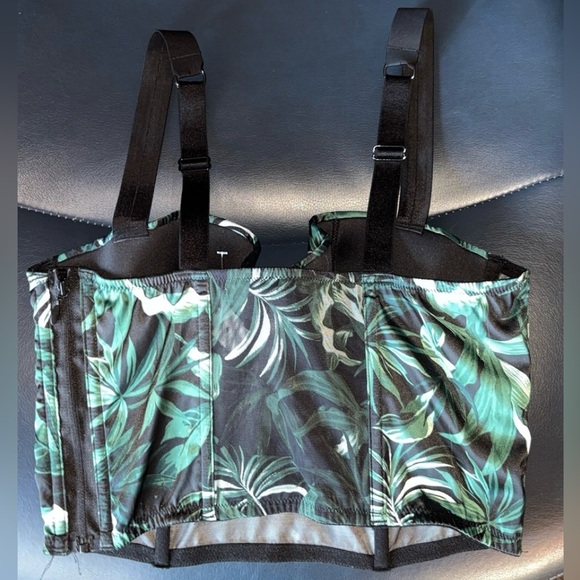 Victoria's Secret Tropical Print Bustier Top - Black and Green - Picture 2 of 4